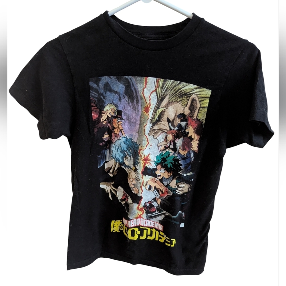 My Hero Academia Heroes vs Villains Graphic Tee Black Womens Small S Deku